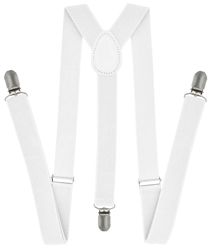 trilece White Suspenders for Men - Mens Suspender, Adjustable Y Back Style Suspender Women, Suspenders with Heavy Duty Strong Clips (White, 1) - Image 1